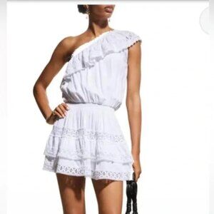 NWT Melissa Odabash Debbie One-Shoulder Lace-Trim Mini Dress size Medium